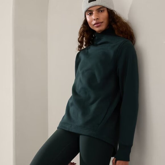 Athleta Cozy Karma Twist Neck Sweatshirt in Cypress Size M NWT - Picture 2 of 9